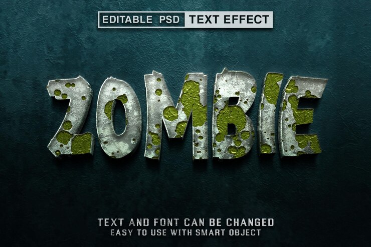 PSD efecto de texto editable para zombies