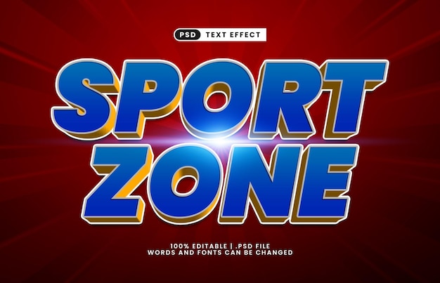 efecto de texto editable de la zona deportiva con un efecto de texto de deporte y equipo