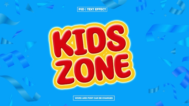 PSD efecto de texto editable para zona de niños