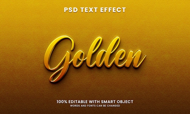 Efecto de texto de efecto de texto 3d dorado