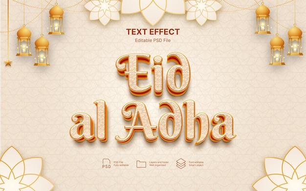 Efecto de texto de Eid al adha