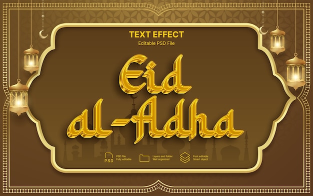 Efecto de texto de Eid al adha