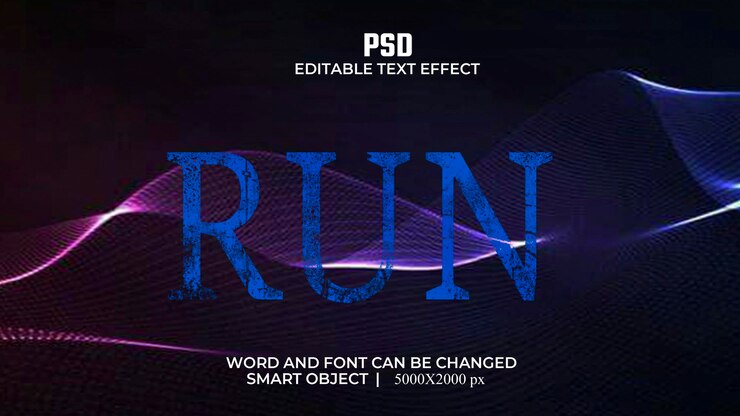 PSD efecto de texto de ejecución editable
