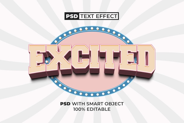 Efecto de texto emocionado Estilo 3D Effecto de texto editable