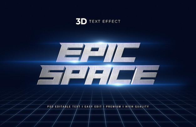 Efecto de texto épico espacial en 3D
