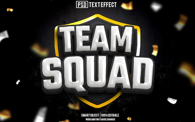 efecto de texto del equipo fuente tipografía editable texto 3d