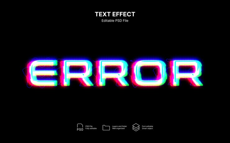 PSD efecto de texto de error