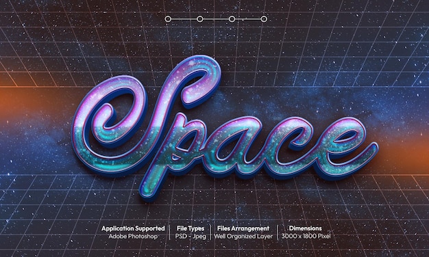 Efecto de texto espacial con estilo de fuente 3d