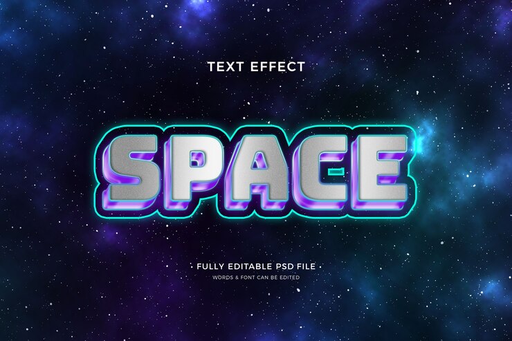 PSD efecto de texto de espacio futurista