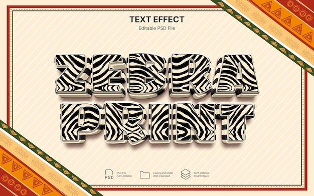 Efecto de texto con estampado de cebra
