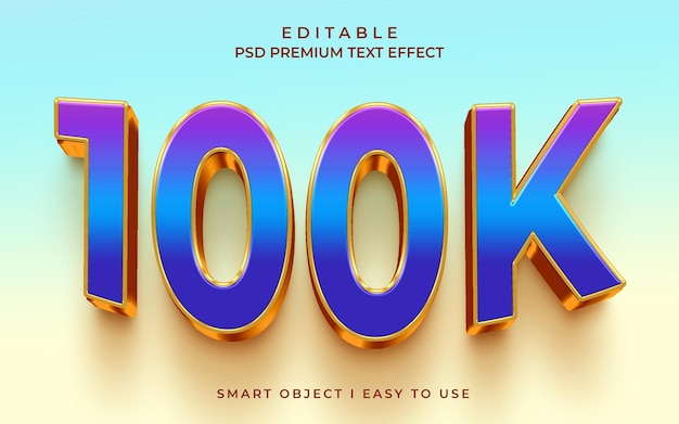 efecto de texto de estilo 3d de 100k