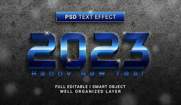 PSD efecto de texto de estilo 3d azul moderno 2023