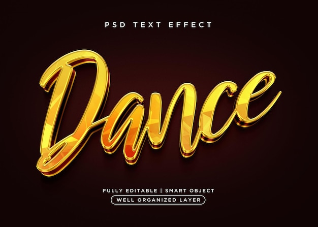 Efecto de texto de estilo 3d de baile