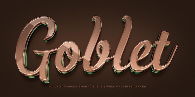 Efecto de texto de estilo 3d de copa