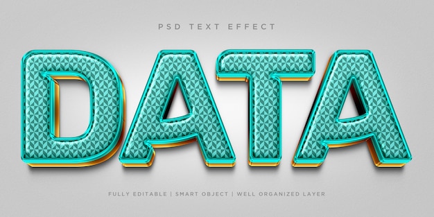 Efecto de texto de estilo 3d de datos