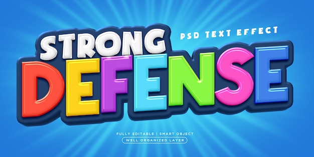 Efecto de texto de estilo 3d de defensa