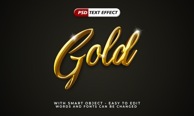 Efecto de texto de estilo 3d dorado editable