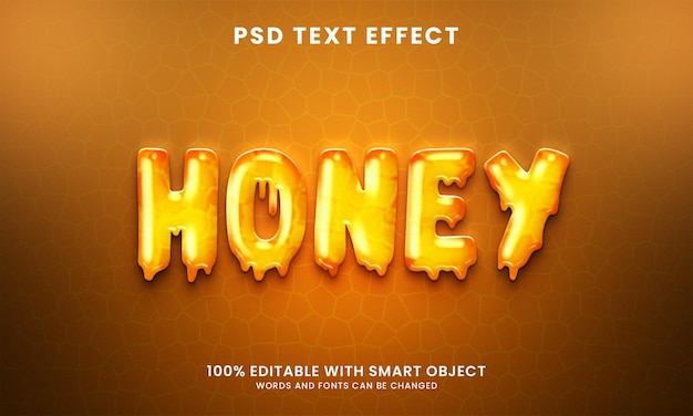 Efecto de texto de estilo 3d dulce miel