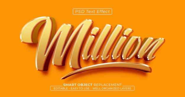 Efecto de texto de estilo 3D editable brillante de millones de texto
