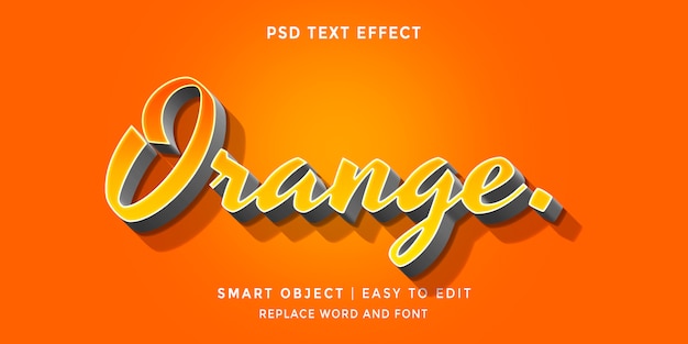 Efecto de texto de estilo 3d editable naranja