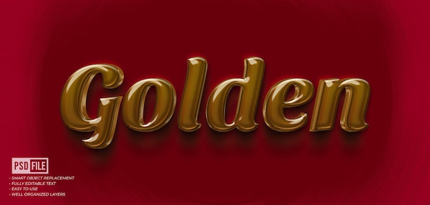 Efecto de texto de estilo 3d editable de texto brillante dorado