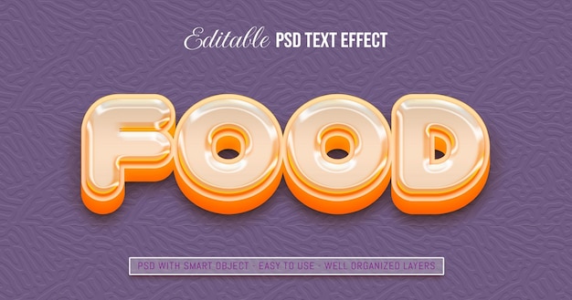 Efecto de texto de estilo 3D editable de texto de comida