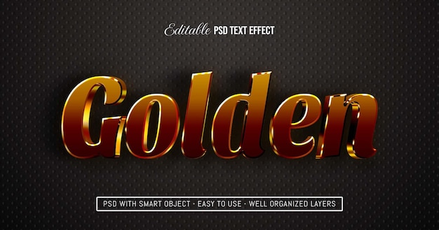 Efecto de texto de estilo 3d editable de texto dorado