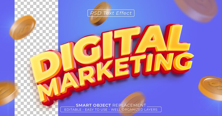 PSD efecto de texto de estilo 3d editable de texto de marketing digital
