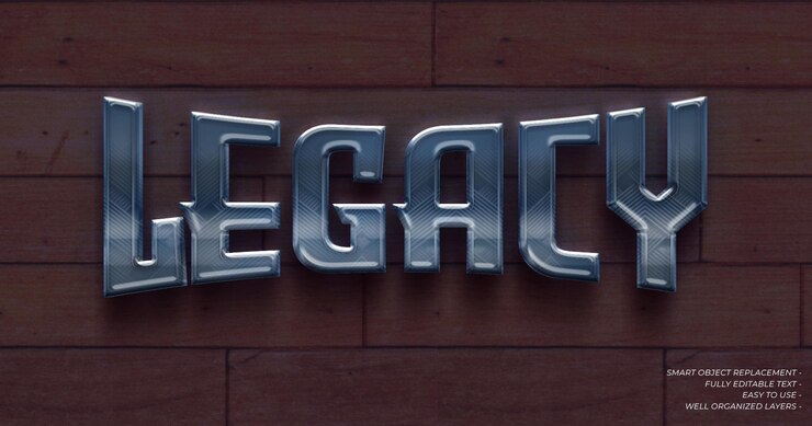 PSD efecto de texto de estilo 3d editable de título heredado