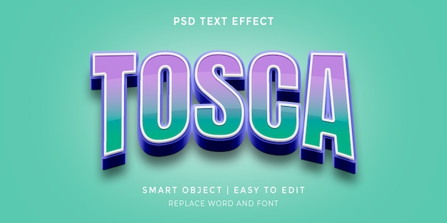 Efecto de texto de estilo 3d editable tosca