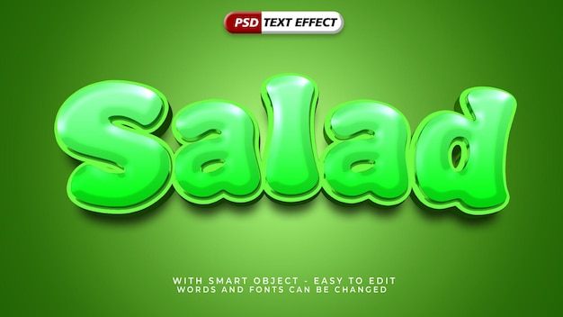 Efecto de texto de estilo 3d de ensalada