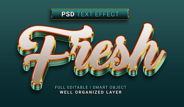 Efecto de texto de estilo 3d fresco