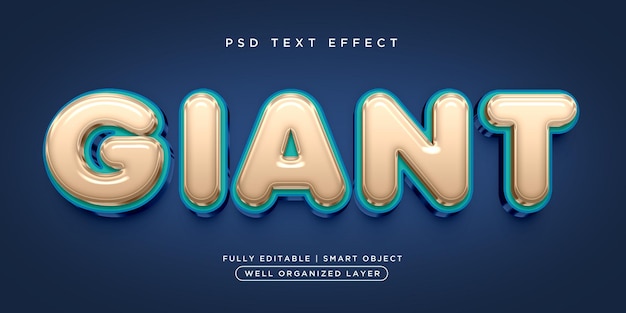 Efecto de texto de estilo 3d gigante