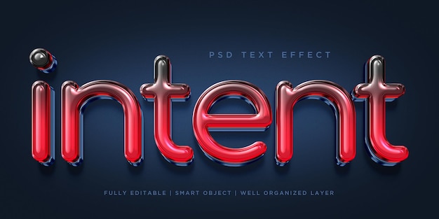 Efecto de texto de estilo 3d de intención