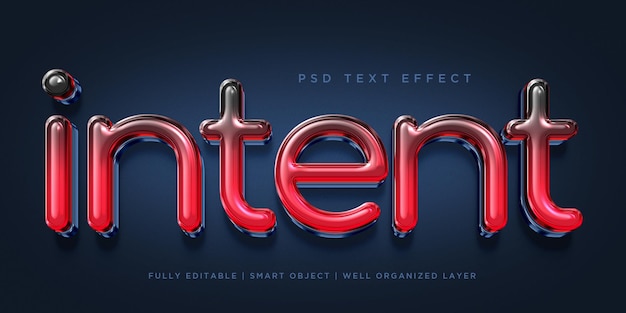 PSD efecto de texto de estilo 3d de intención