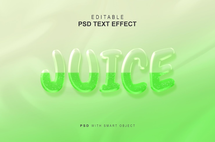 PSD efecto de texto de estilo 3d de jugo