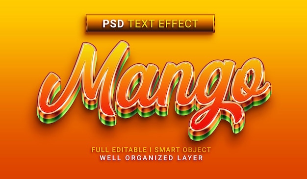 Efecto de texto de estilo 3d de mango