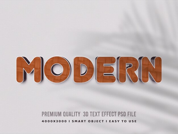 PSD efecto de texto de estilo 3d moderno en fondo blanco