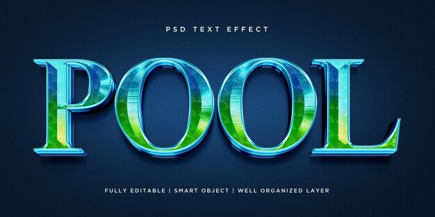 Efecto de texto de estilo 3d de piscina