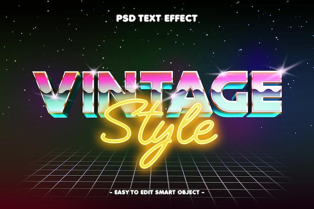 Efecto de texto de estilo 3d retro vintage