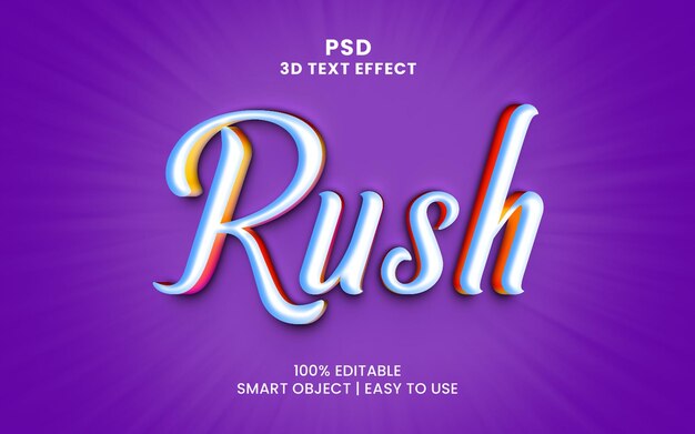 Efecto de texto de estilo 3d rush psd