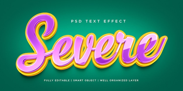 Efecto de texto de estilo 3d severo