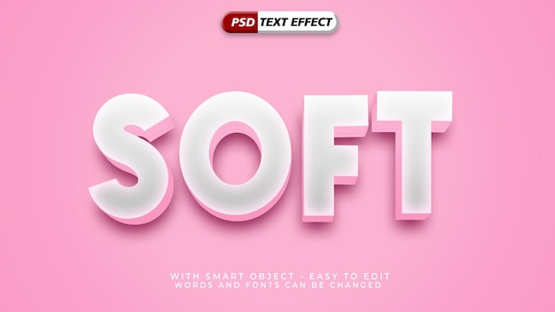Efecto de texto de estilo 3D suave