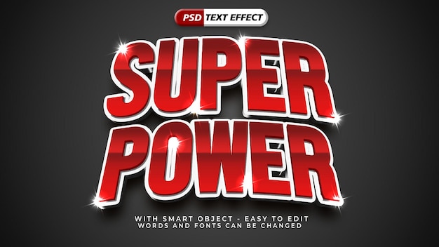 Efecto de texto de estilo 3d de superpoder