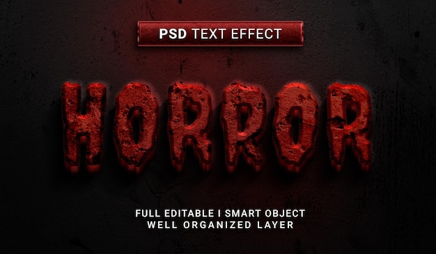 Efecto de texto de estilo 3d de terror