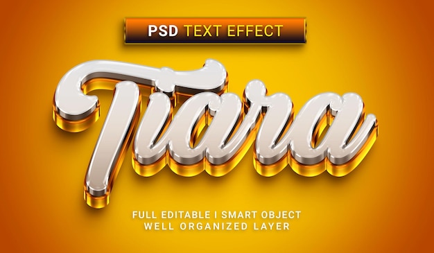 Efecto de texto de estilo 3d tiara