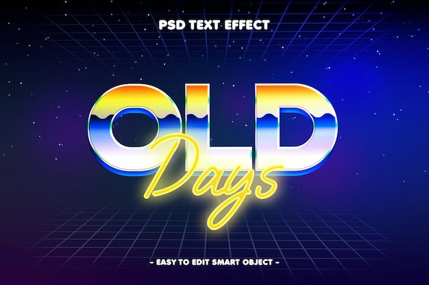 Efecto de texto de estilo 3D de los viejos tiempos
