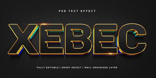 Efecto de texto de estilo 3d xebec