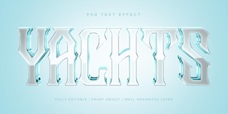 PSD efecto de texto de estilo 3d de yates