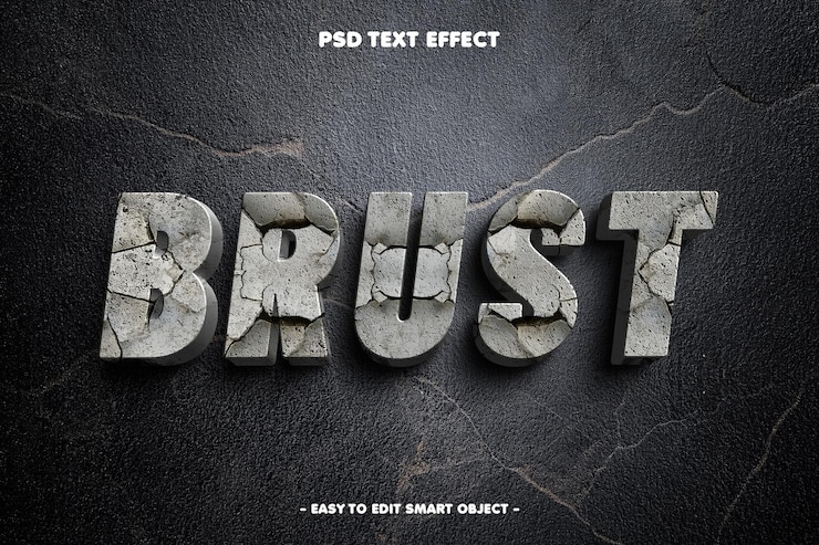 PSD efecto de texto de estilo brust concrete